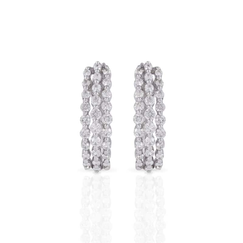 Three Row Diamond Earrings In 14k