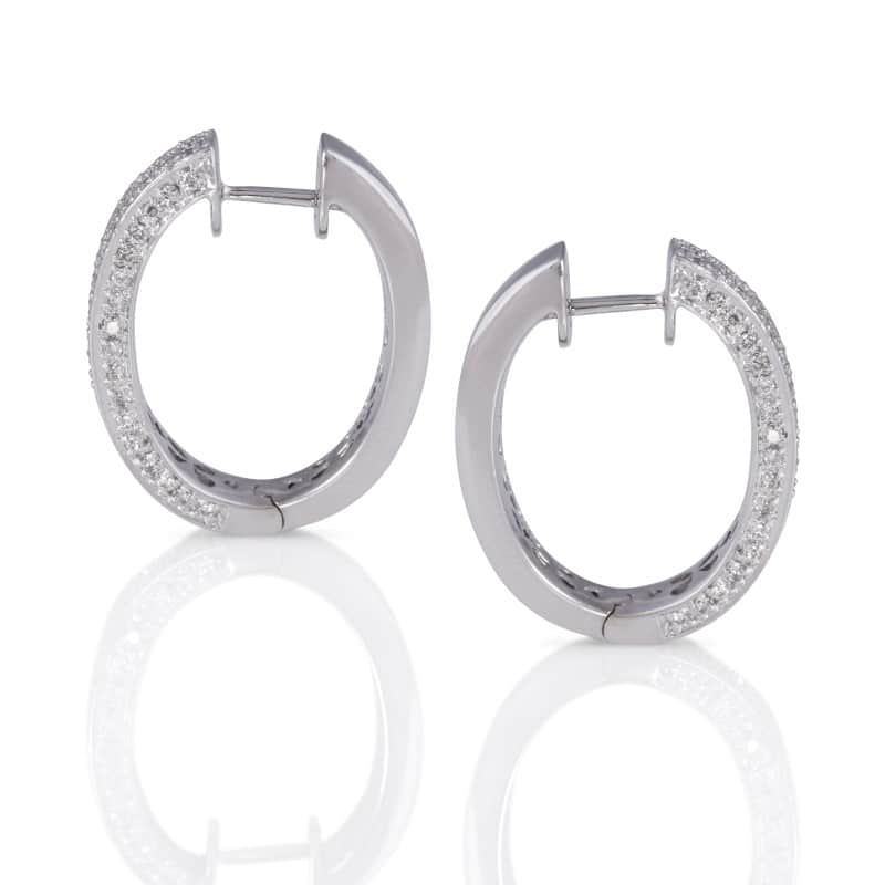  Pavé Set Diamond Hoop Earring In 14k 