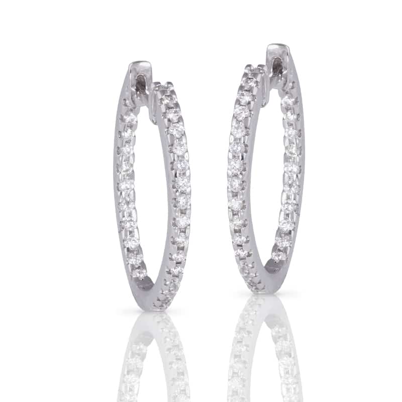  Diamond Hoop Earrings In 18k 