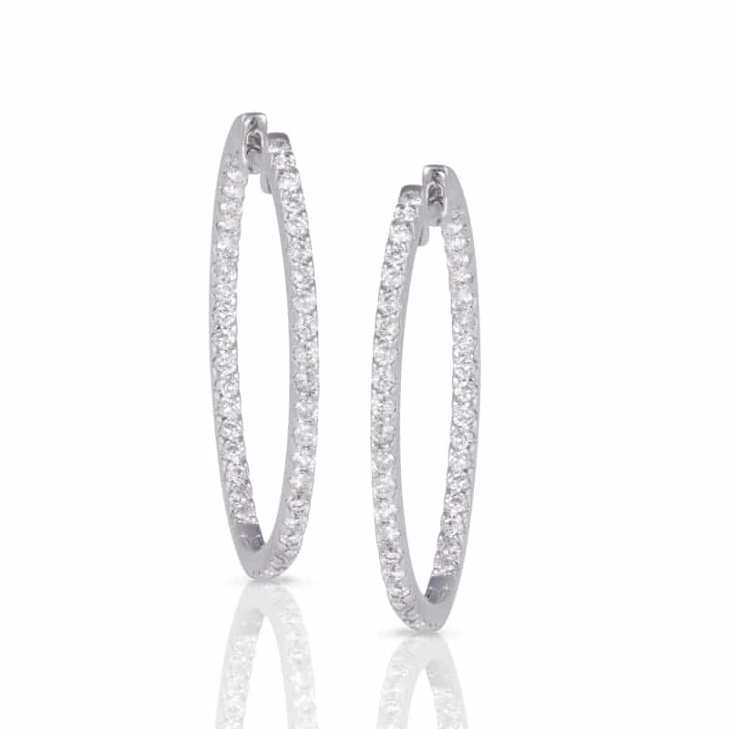 Sleek Diamond Hoop Earrings 18k