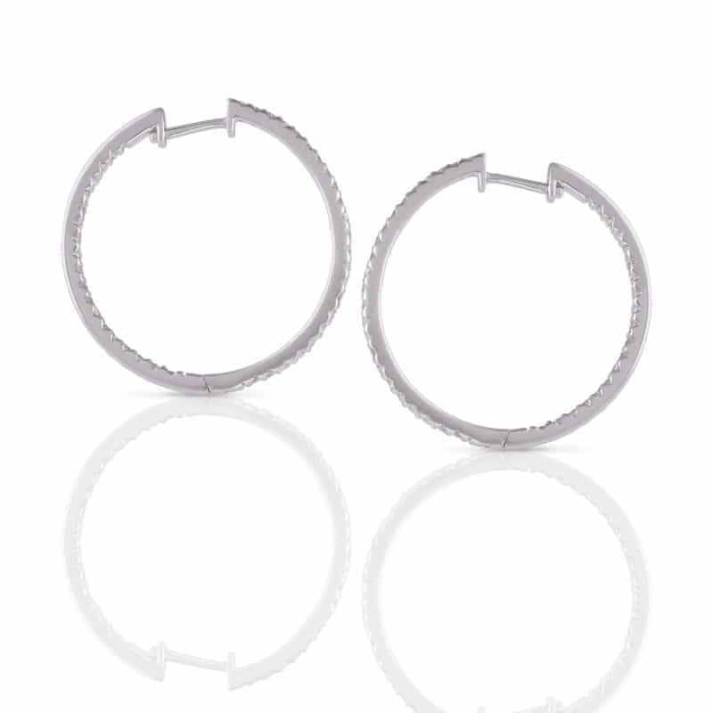  Sleek Diamond Hoop Earrings In 18k 