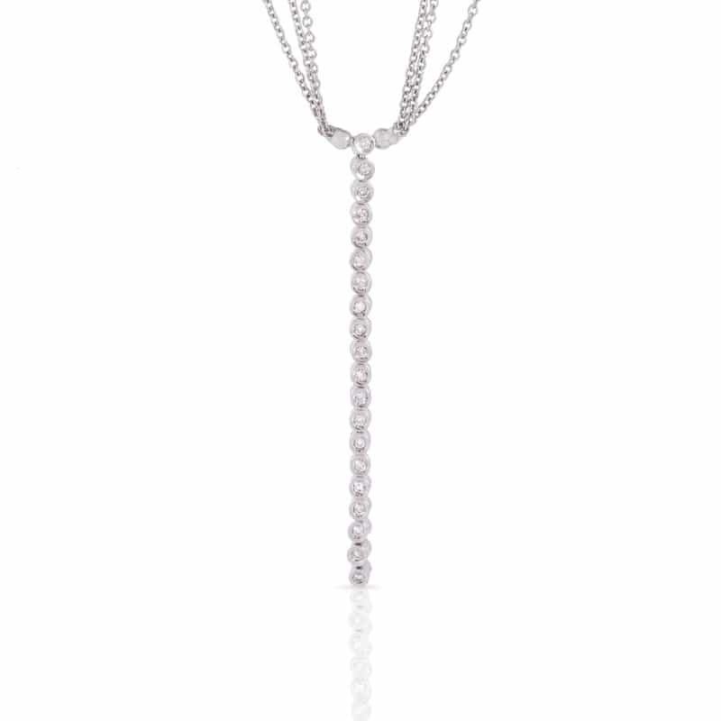 Triple Strand 18k Diamond Drop Necklace