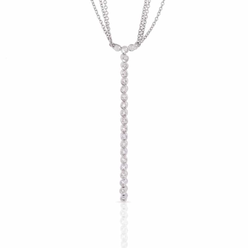  Triple Strand 18k Diamond Drop Necklace 