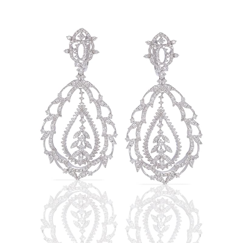 Angel Designs Glamorous Diamond Dangle Earrings 18k