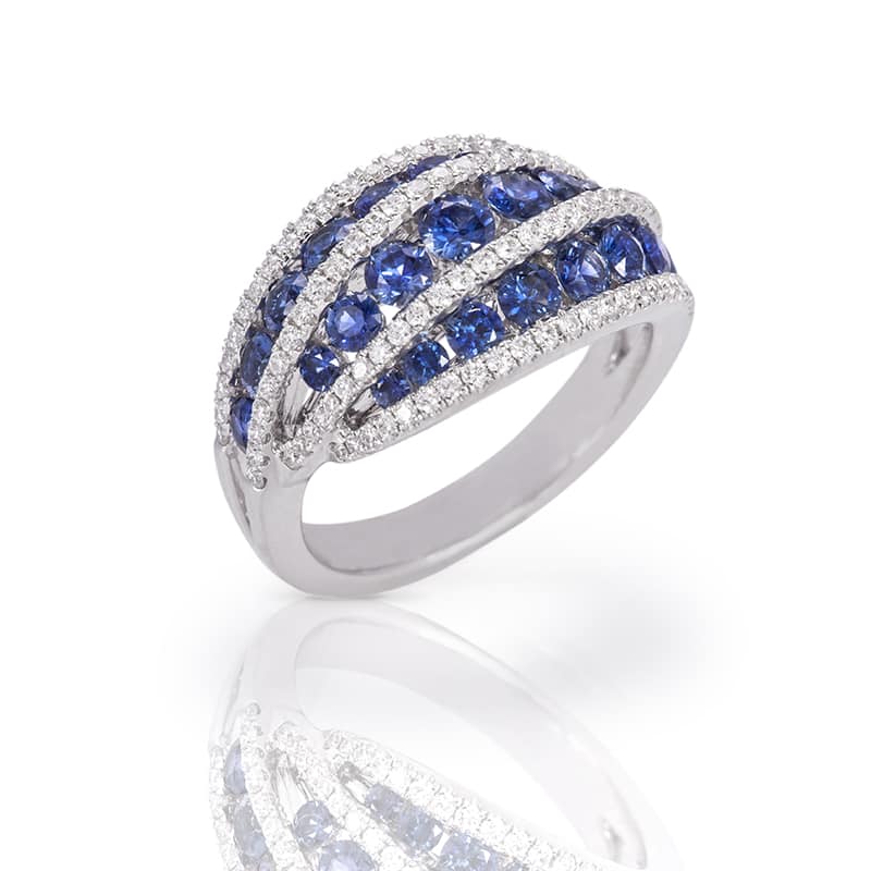  Angel Designs Flawless Sapphire and Diamond Ring In 14k 