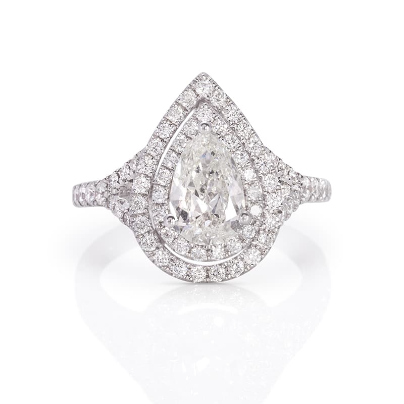 Seductive Pear Shaped Diamond Engagement Ring 14k