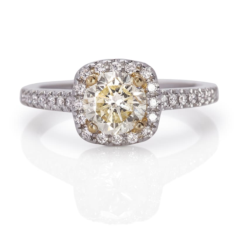 Elegant Yellow Diamond Engagement Ring In 14k