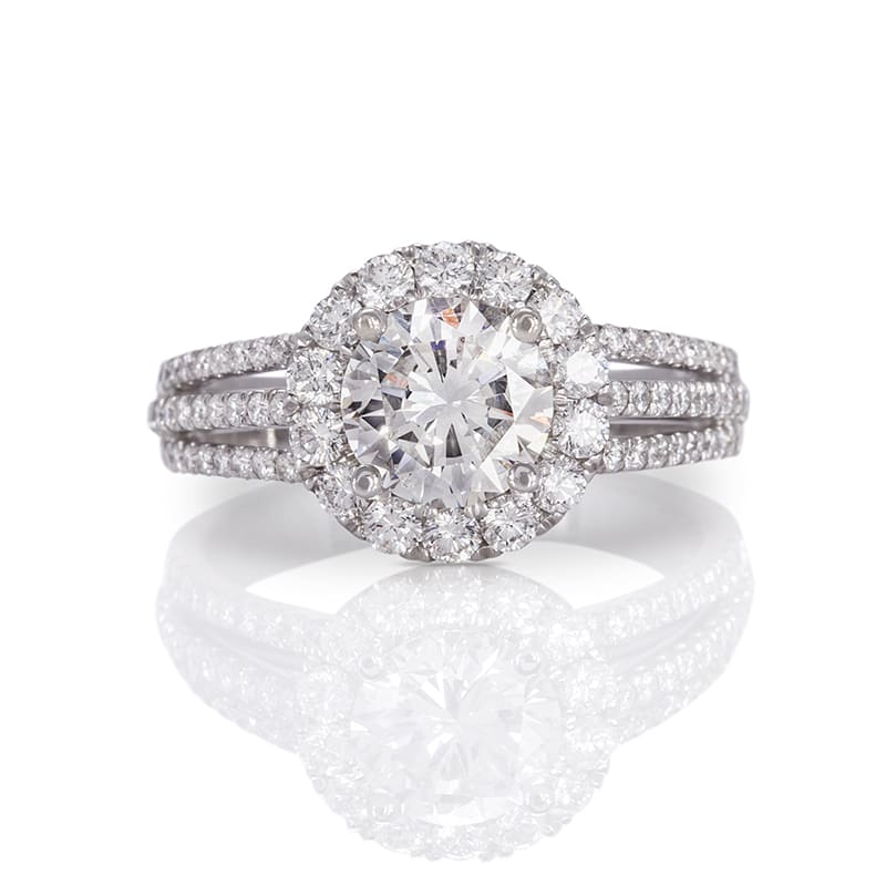  Sensational Three Row Band Diamond Engagement Ring In 18k 