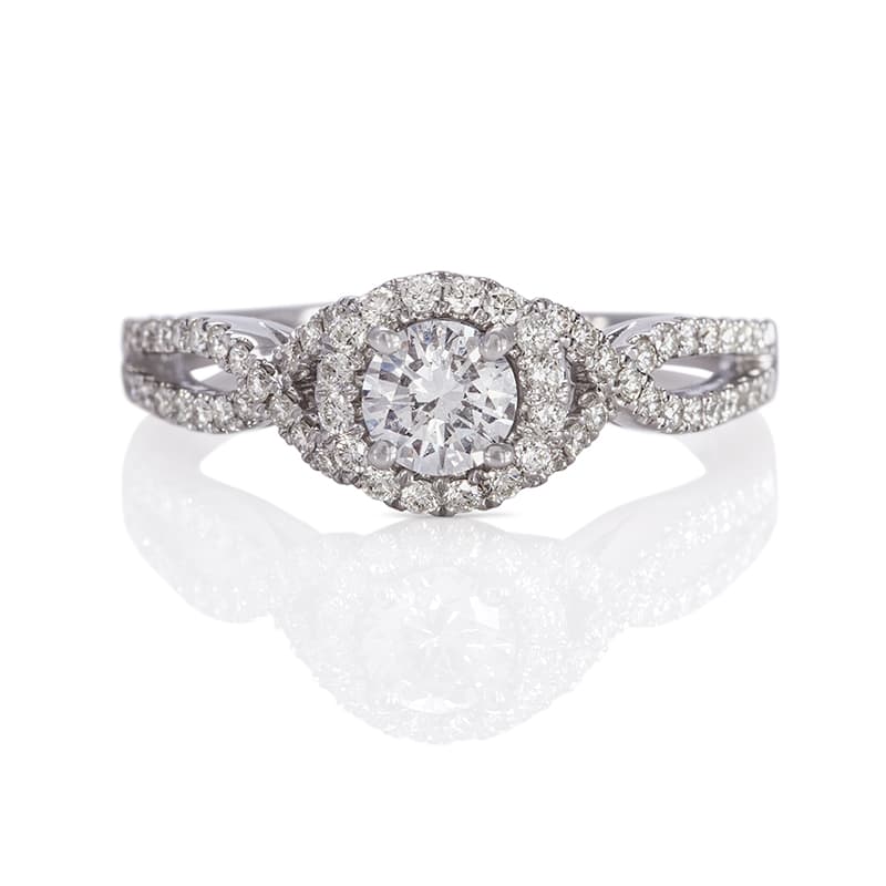 Ravishing French Twist Diamond Engagement Ring In 18k