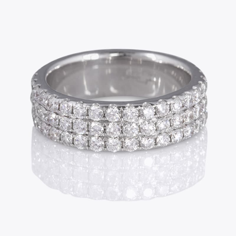 Remarkable Three Row Diamond Ring In 14k 2