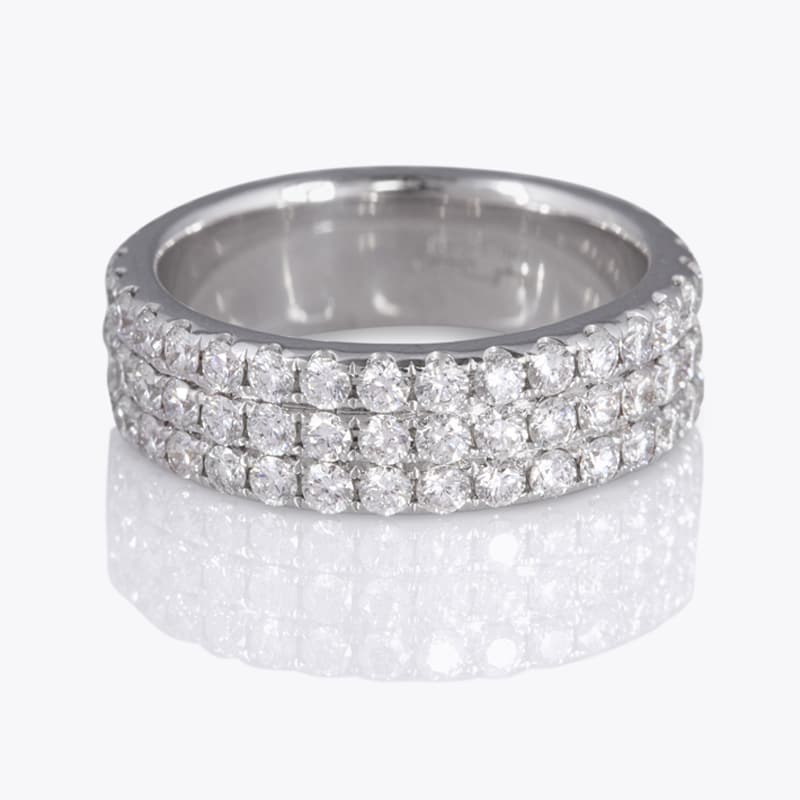  Remarkable Three Row Diamond Ring In 14k 2 