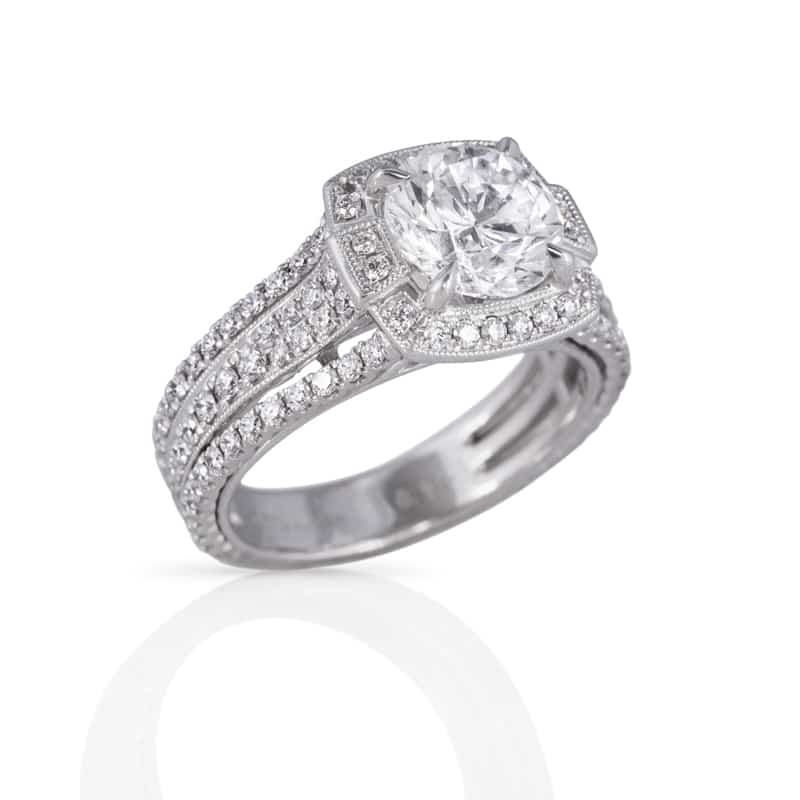  Brilliant Diamond Engagement Ring Set In 14k 