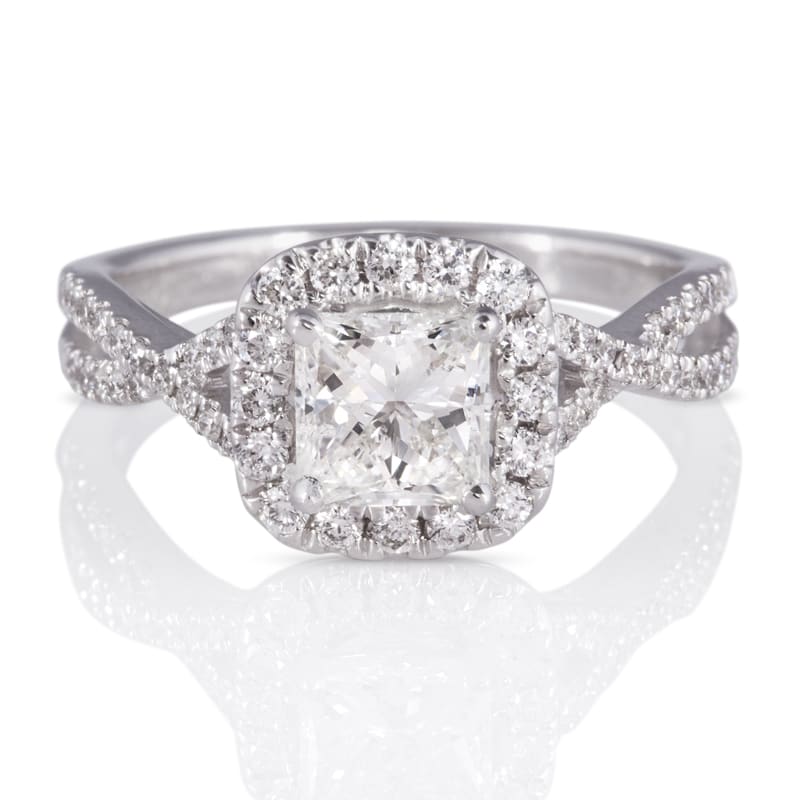 Ravishing French Twist Princess Cut Engagement Ring In 14k
