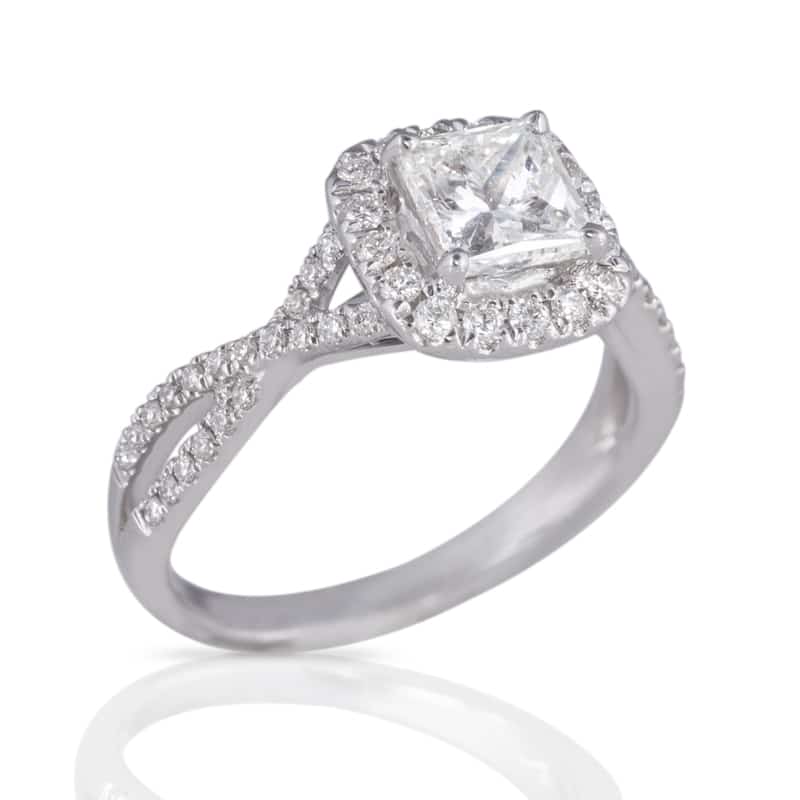  Ravishing French Twist Princess Cut Diamond Engagement Ring In 14k 