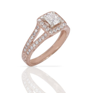 Rose Gold Diamond Engagement Ring In 14k