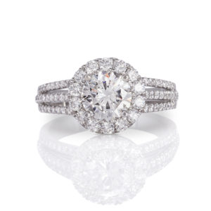 Tripple Band Diamond Engagement Ring In 18k