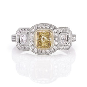 Image of beautiful yellow diamond engagement ring. 